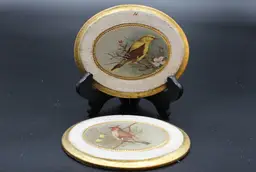 Pair of Italian Wood Wall Plaques, Florentine Style, 1 Goldfinch and 1 Waxwing By Basil Ede