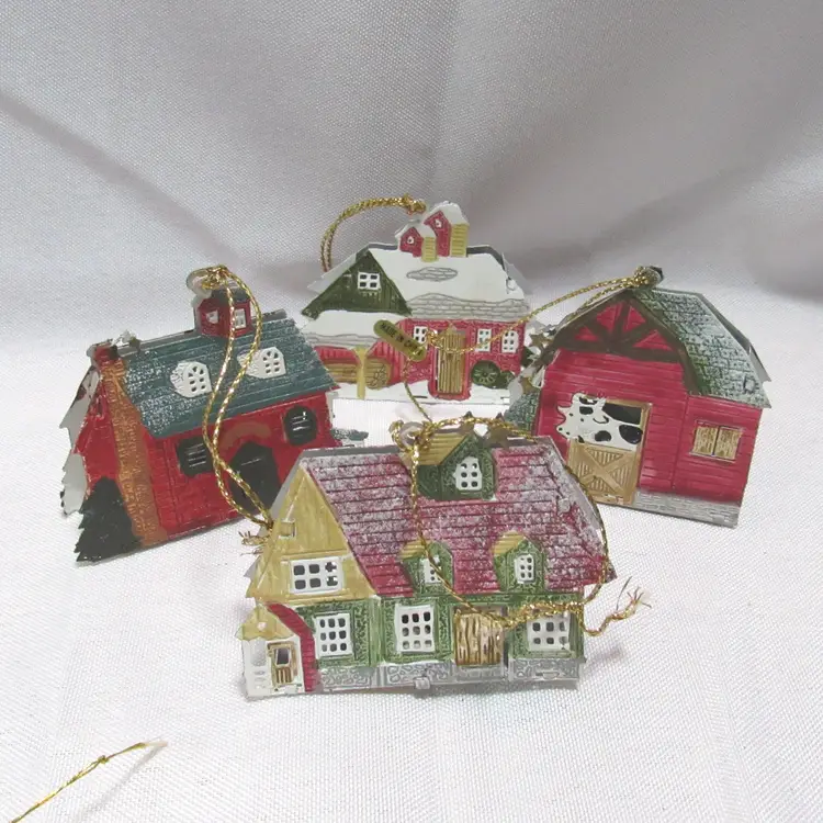 4 Avon Metal Christmas Tree Light Cover Ornaments - Barns