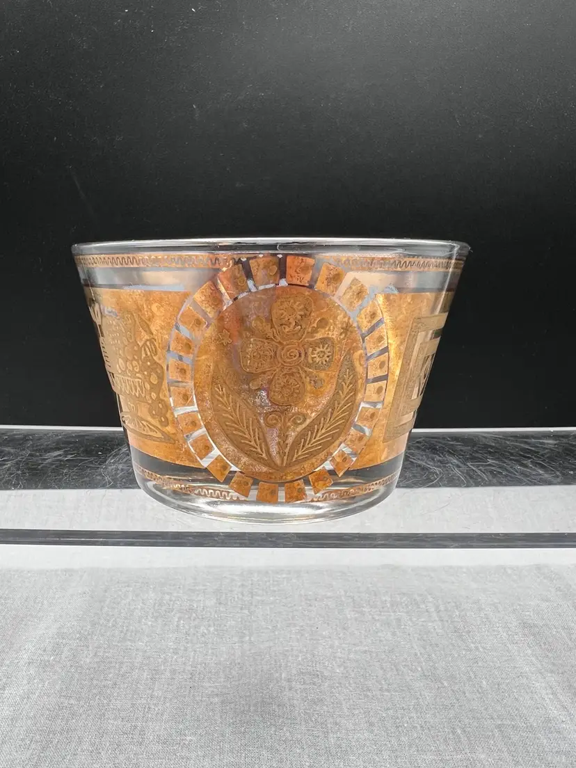 Vintage Culver Dip/Nut Bowl In Bird, Flower, and Basket Design In 22k Gold