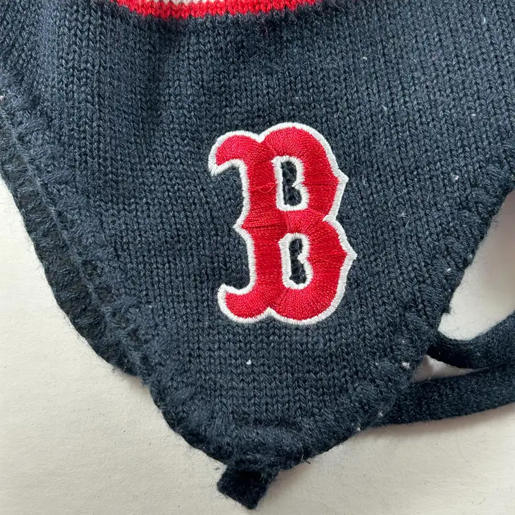 Fan Favorite Boston Red Sox Winter Knit Hat Ear Flaps & Poms Beanie