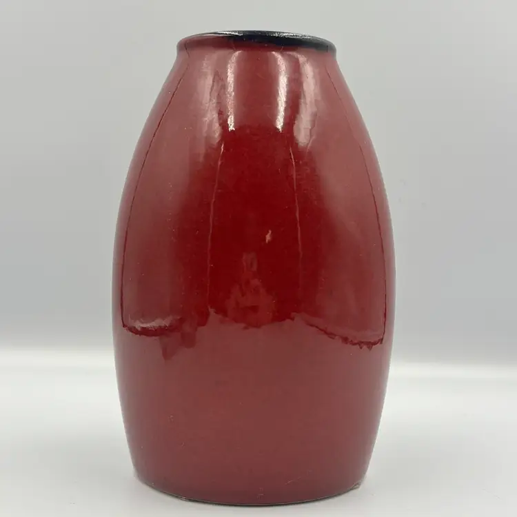 Vintage Germany Scheurich Pottery Oxblood Red Vase “Amano” 7.25”