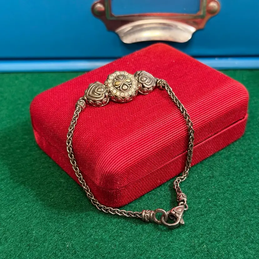 Angela By John Hardy Sterling 925 Silver Bracelet A by JH CZ with Gold Accents Cubic Zirconia