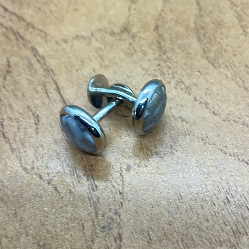 Vintage Gray Quilted Silver Tone Cufflinks