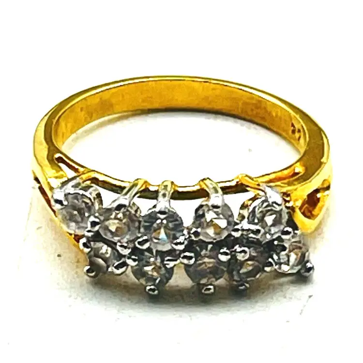 Vintage LADY REMINGTON Gold Tone Clear Rhinestone Cluster Ring 11742