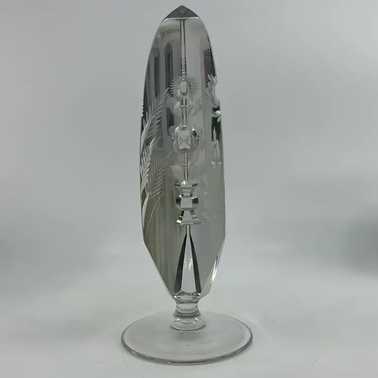 Vintage Triple Reverse Cut Crystal Obelisk 3 Seasons 7”