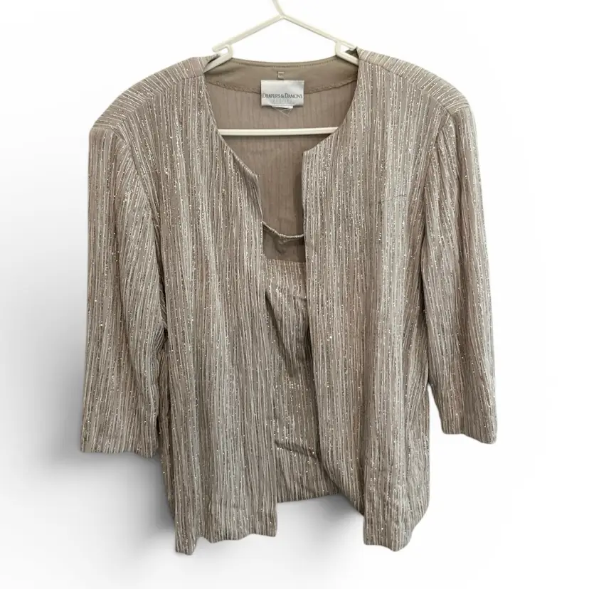 Drapers & Damons Petite Cardigan And Tank Gold Shimmer Evening Top