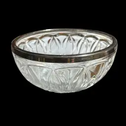 Vintage Pressed, Glass, Lunt Silver Plate Rim  England
