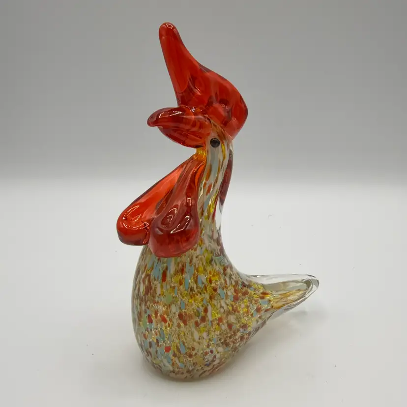 Multi Color Speckle Art Glass Rooster Most Likely Chinese