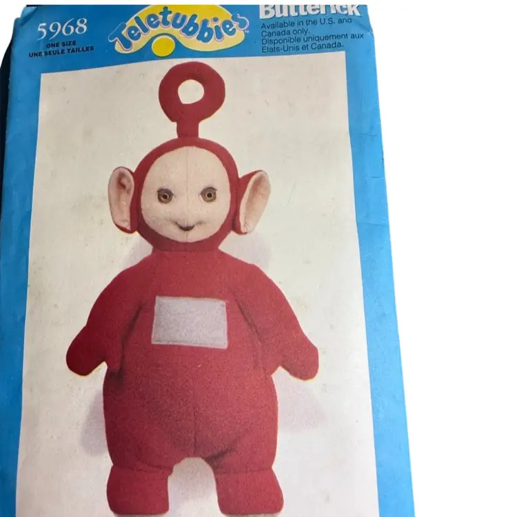 TELETUBBIES PO Doll Sewing Pattern With Iron-On Transfer, Uncut/FF Butterick 5968, Vintage 1999.