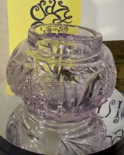 #12 ~ 3” Glowy! Amethyst Dresser Vanity Jar (missing Lid) ~ No Damage