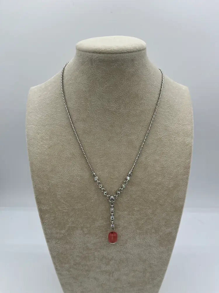 BRIGHTON Silver Rigoletto Pink Aurora Borealis Crystals Necklace