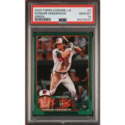 2023 Topps Chrome Logofractor Gunnar Henderson Green Refractor RC /99 PSA 10 Baltimore Orioles
