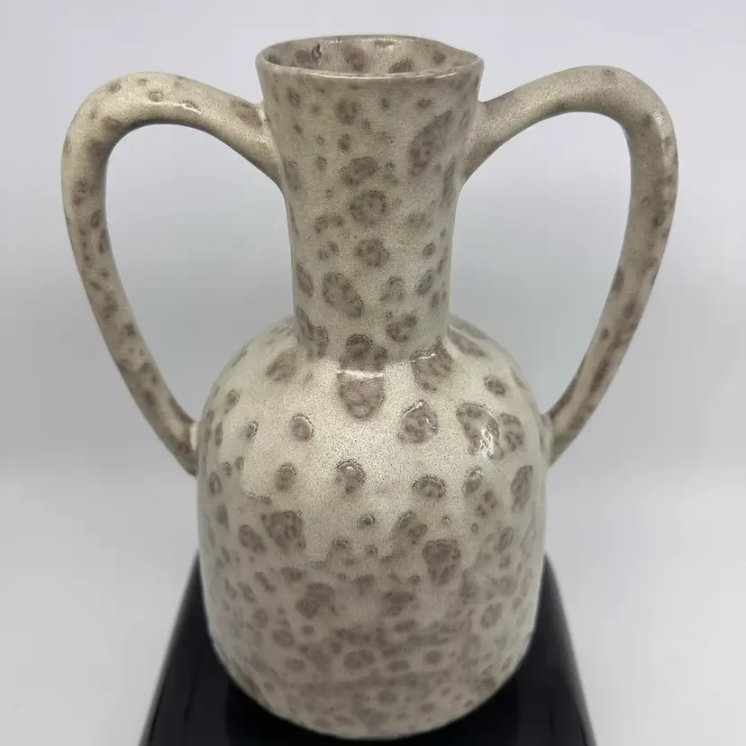 Redware Pottery Glazed Double Handled Vase