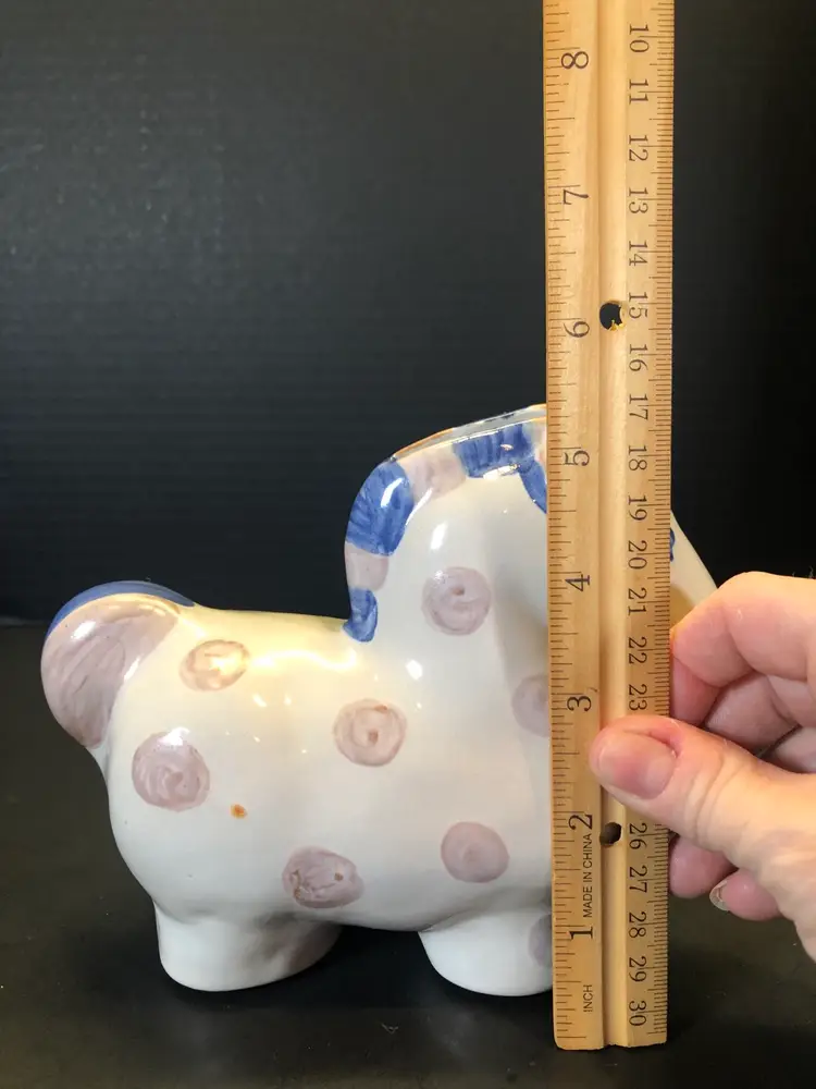 M A Hadley Stoneware PolkaDot Horse Coin Piggy Bank 