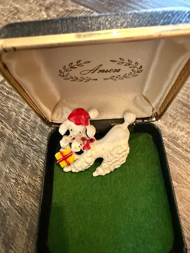 Vintage Santa Dog Brooch