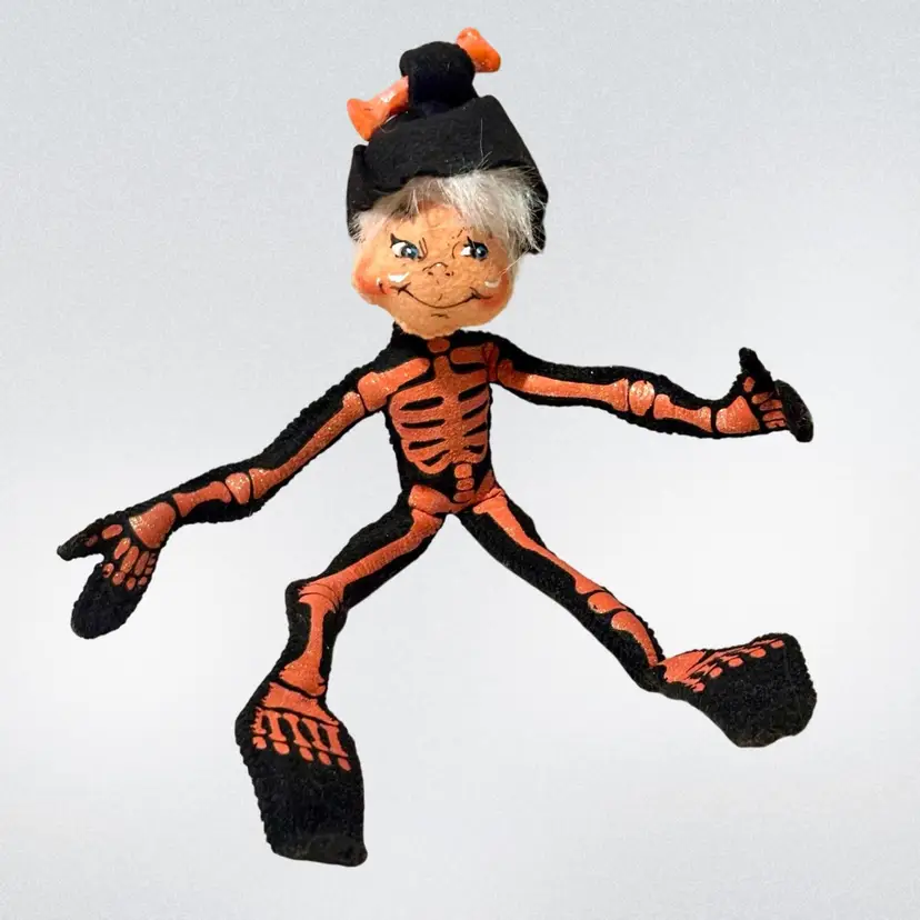 Annalee Halloween Orange Skeleton Elf Doll 9” 2011