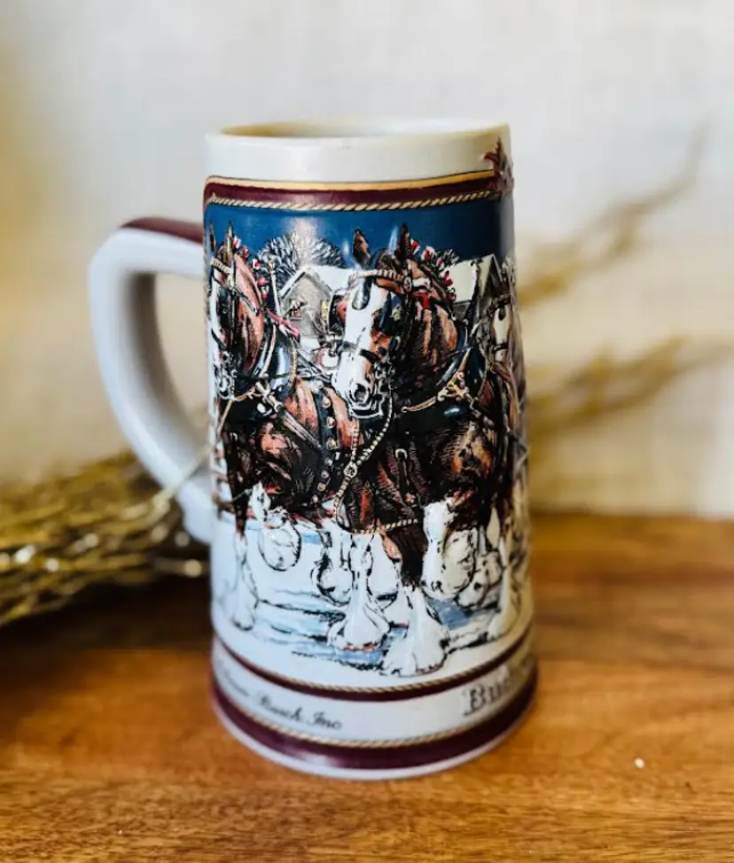 #01 - Vintage 1989 Anheuser-Busch Budweiser Clydesdale Collector Series Beer Stein Mug