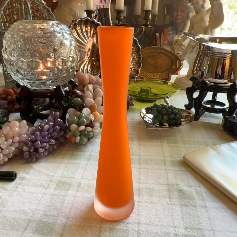 Vintage Satin Glass 8” Orange Vase Pottery Barn