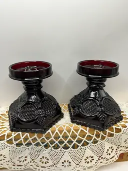 Avon Ruby Red Cape Cod Bases For Hurricane Lamps. Perfect For Paperweight Displays