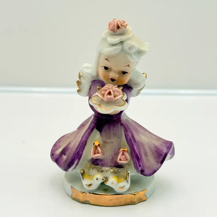Sunday’s Child With Sweet Little Chicks Ceramic Figurine