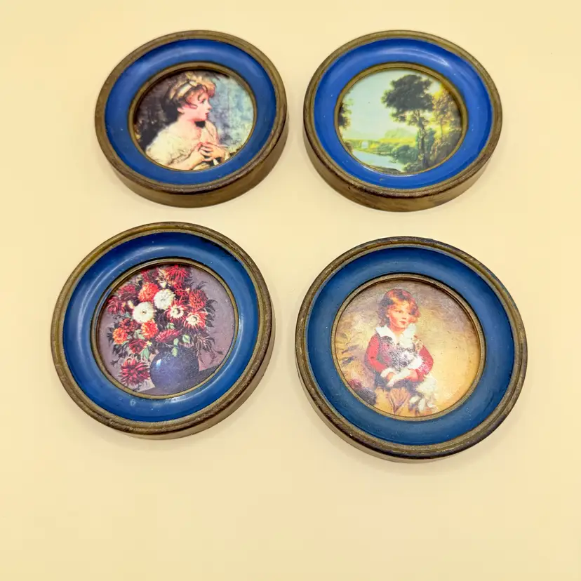 Set Of 4- Vintage Mini Prints Framed Italy Art Wall Hangings