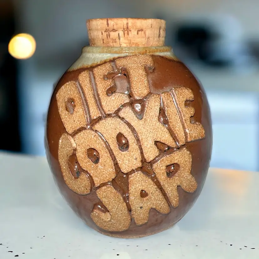 Vintage Diet Cookie Jar Novelty Diet Cookie Jar Brown Cookie Jar "Diet" Jar 5”