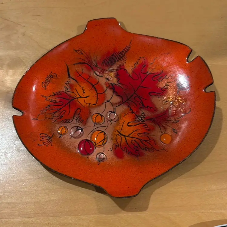 Sascha Brastoff Enamel On Copper Dish/Ashtray