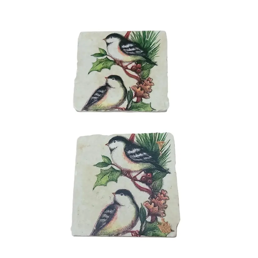 Lot 2 Tiles Blue Birds Rustic Edges Coasters Display