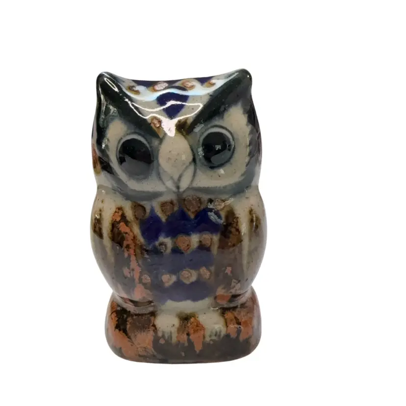 Tonala Owl Toothpick Holder 2” Across, 3 1/2” Tall And 2 1/2” Deep
