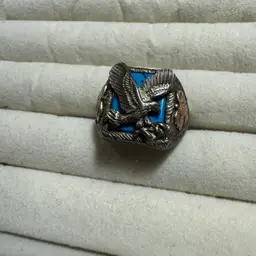 Sterling/12k Black Hills Gold Turquoise Ring Sz 11
