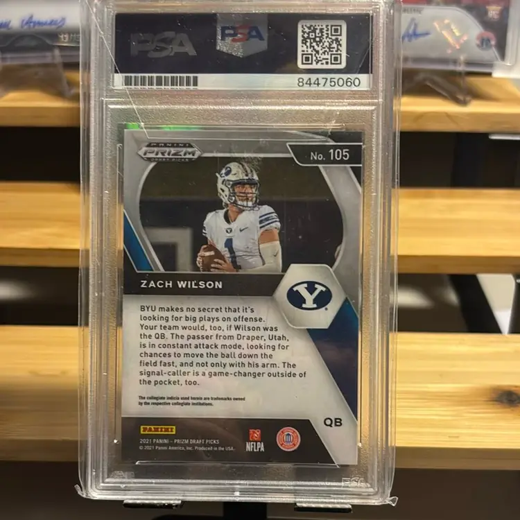 2021 Prizm Draft Picks, Zach Wilson Rookie On Card Auto Psa 10