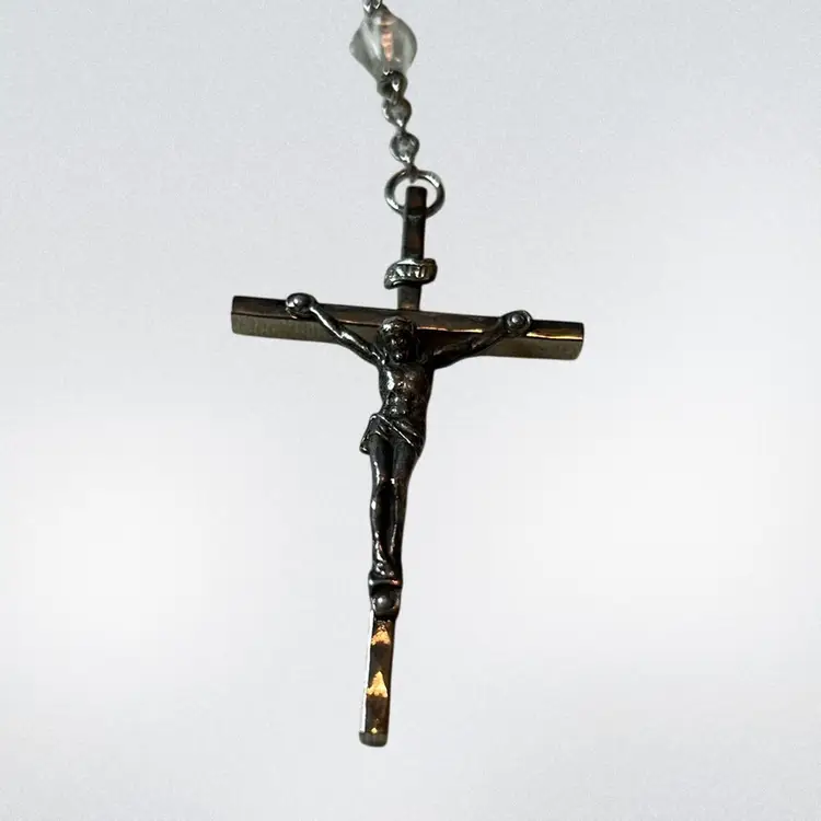 Crystal And Metal Rosary: 22.5”