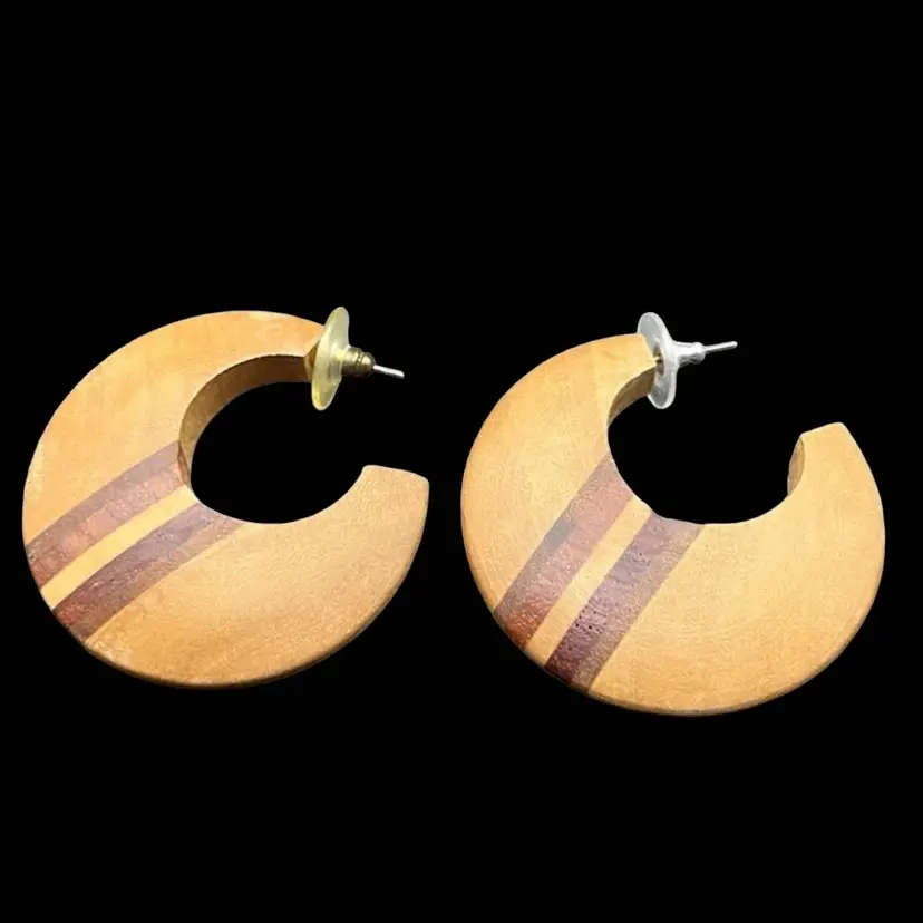 Vintage Boho Wooden Hoop Earrings Jewelry