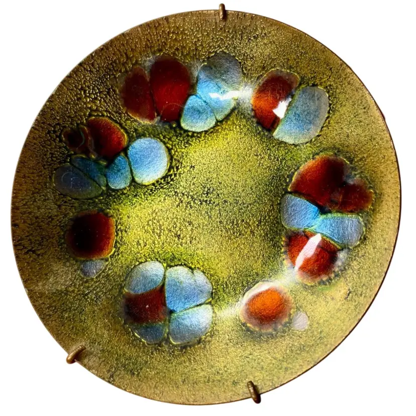 Small Enamel Copper Dish - Signed By Artist Andre Gagnon