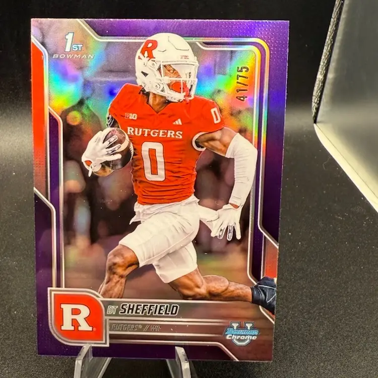 DT Sheffield 1st Bowman #/75 2025 Bowman Chrome University Rutgers University