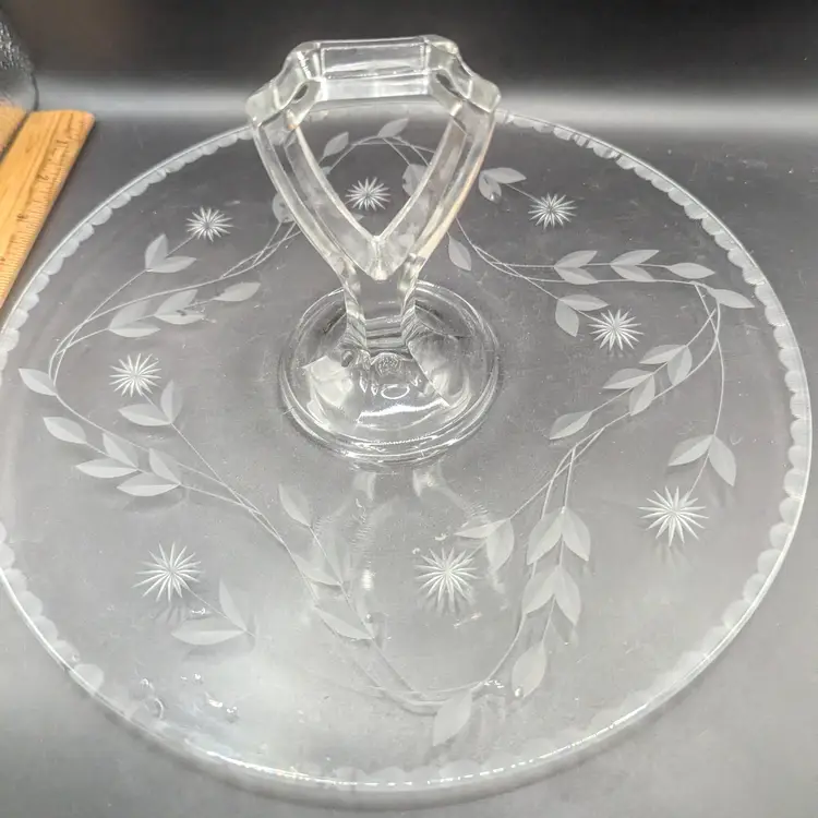Vintage Mid Century Clear Glass Serving Tidbit Dessert Sandwich Plate