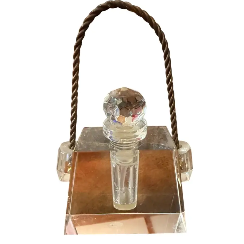 CRYSTAL PURSE PERFUME BOTTLE WITH GOLD HANDLE