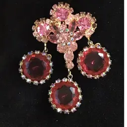 Juliana by D&E Pink Dangle Brooch Book Piece #1866