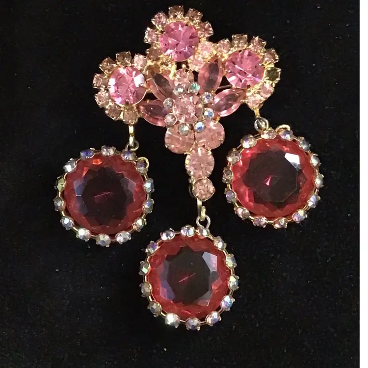 Juliana by D&E Pink Dangle Brooch Book Piece #1866