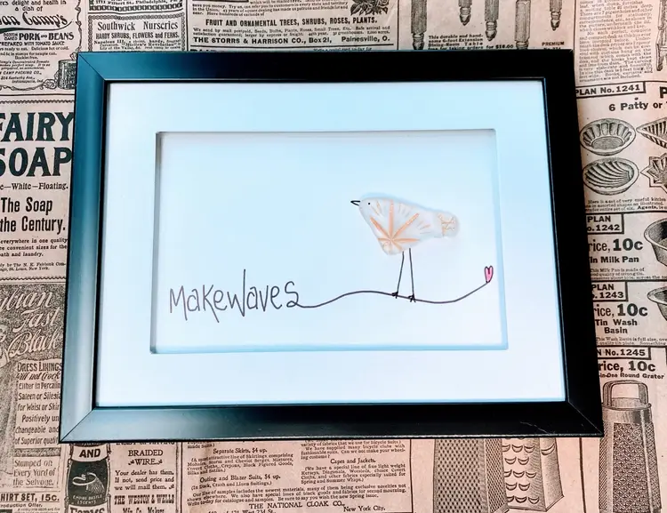 Reimagined Vintage Glass Art Whimsical Bird ~Make Waves