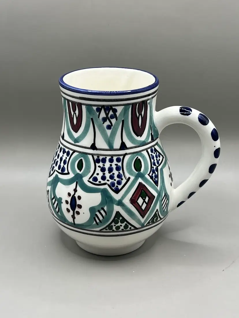 Le Souk Ceramique Large Hand Painted Mug Made In Tunisia 5.5”