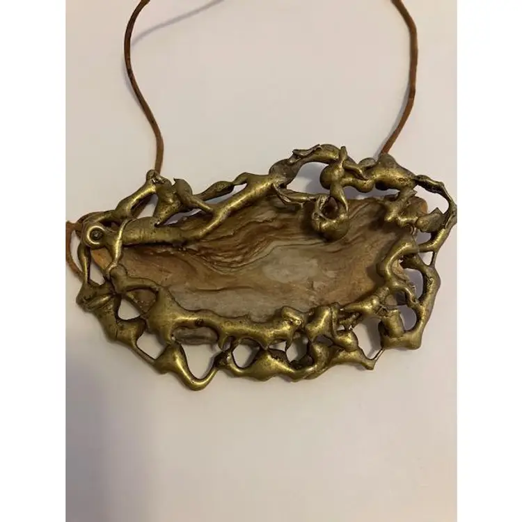 Vintage Brutalist Brass Pendant