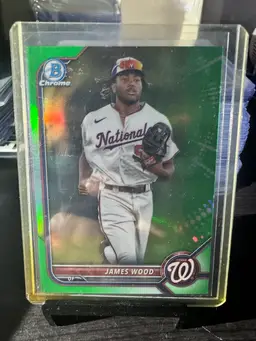 2022 Bowman Chrome Draft JAMES WOOD #BDC-171 GREEN REFRACTOR /99 Nationals