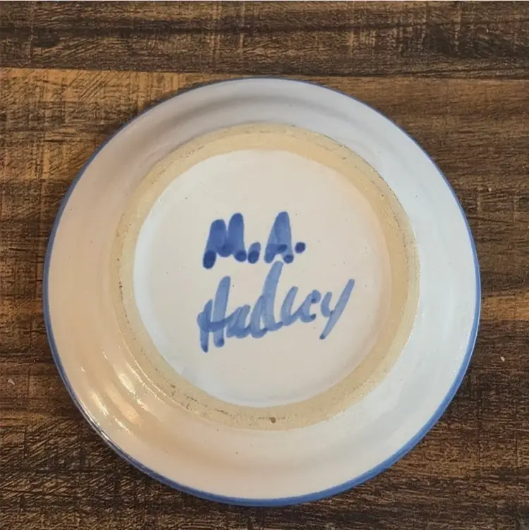 M. A. Hadley Pottery Trinket Dish Coaster A Very Happy Anniversary