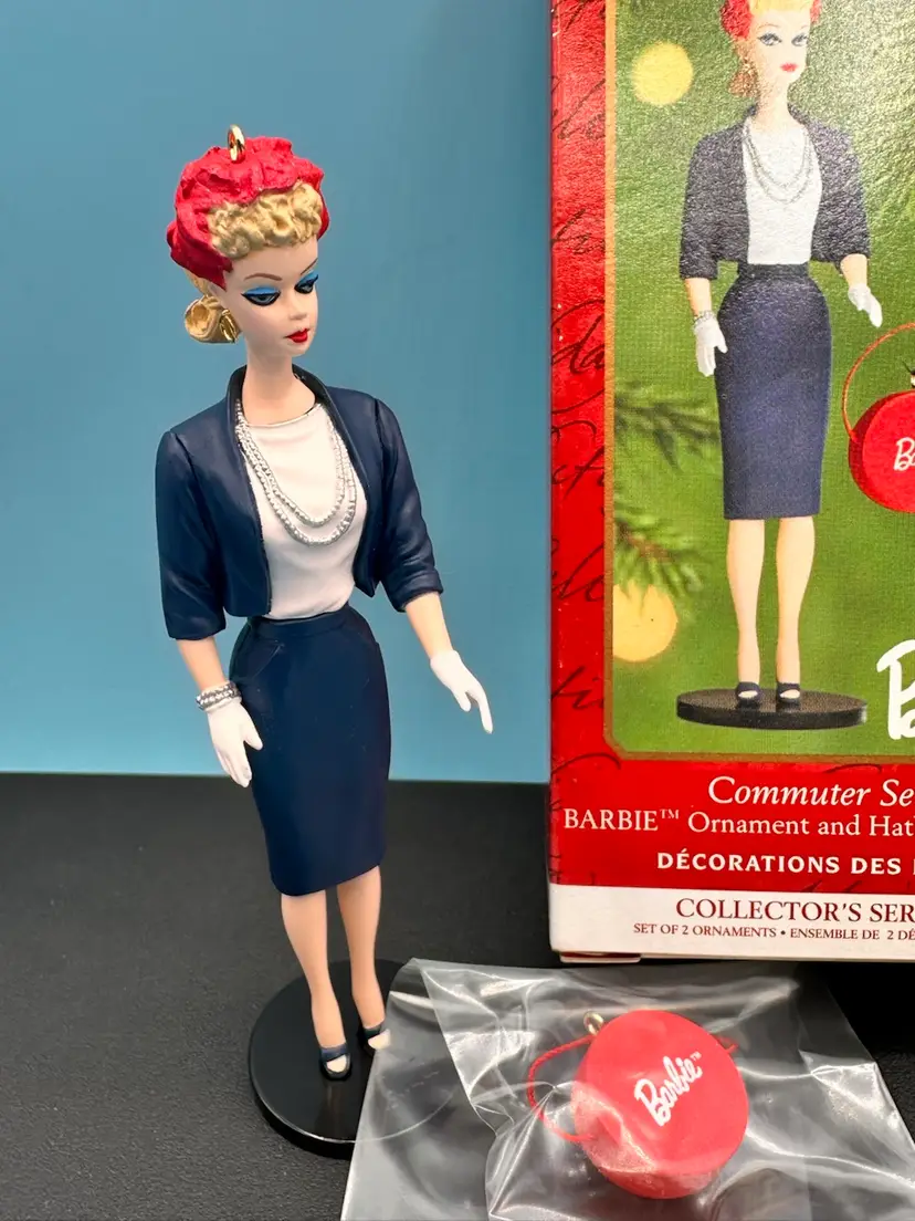 2000 Barbie Commuter Set Hallmark Christmas Ornament Collector's Series.