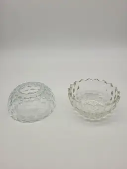 Vtg Fairy Lamp Candle Holder Two Piece Homco Glass Fairy Light Clear Diamond