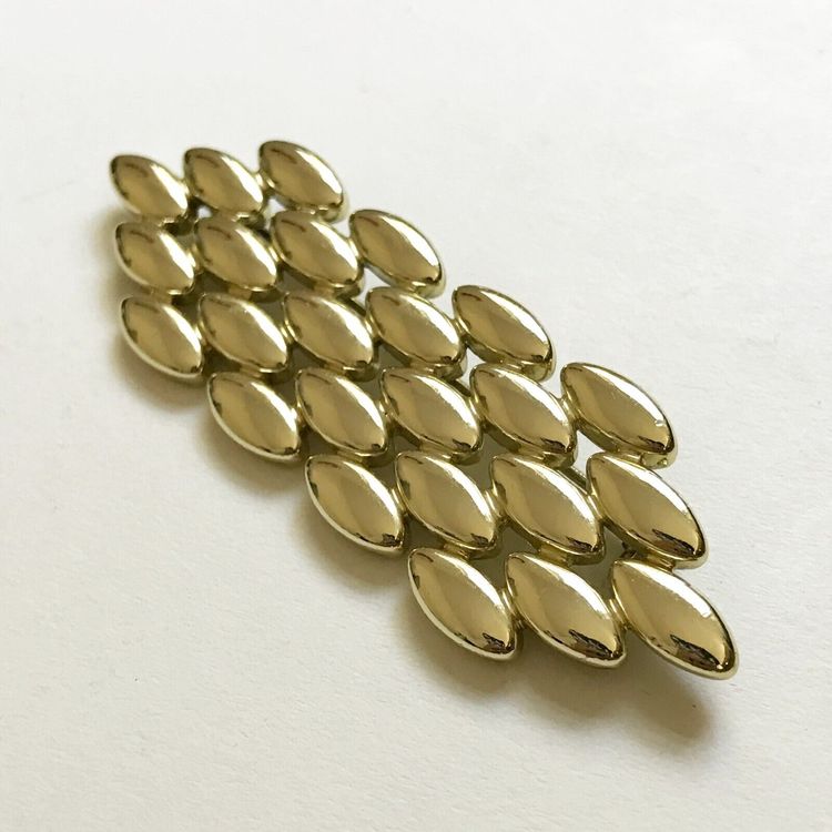 Vintage Givenchy Gold Tone Hexagonal Oval Pattern Brooch Pin Designer