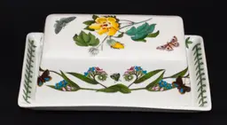 Portmeirion Botanic Garden Covered Butter Dish w/ Under Plate Butterflies