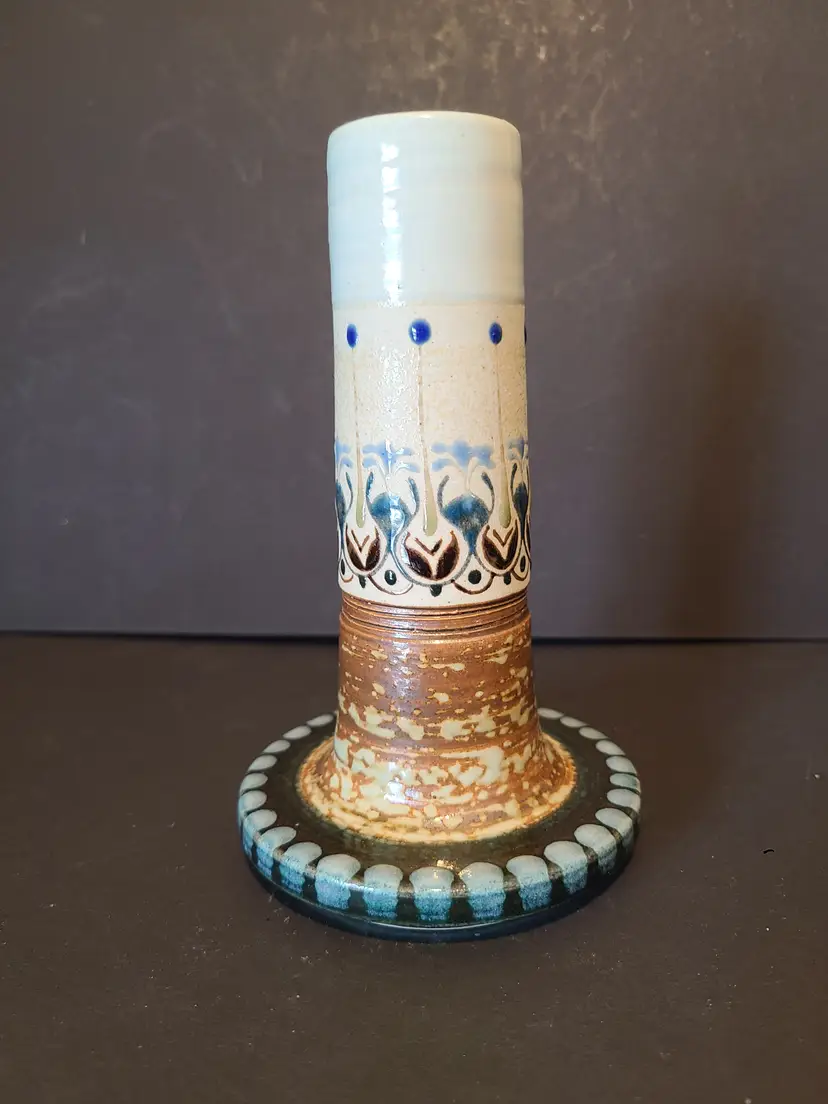 Vintage Hand Painted Punjiang Thailand Art Pottery Bud Vase