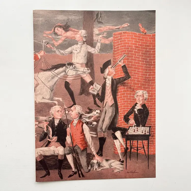 Joe Kaufman Art Print Founding Fathers American Revolution Sportsmen 1950s